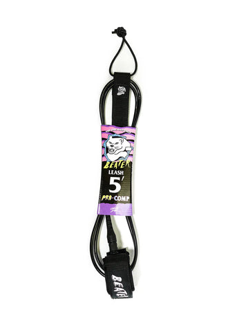 Beater Pro Comp 5ft Leash- Black/Black